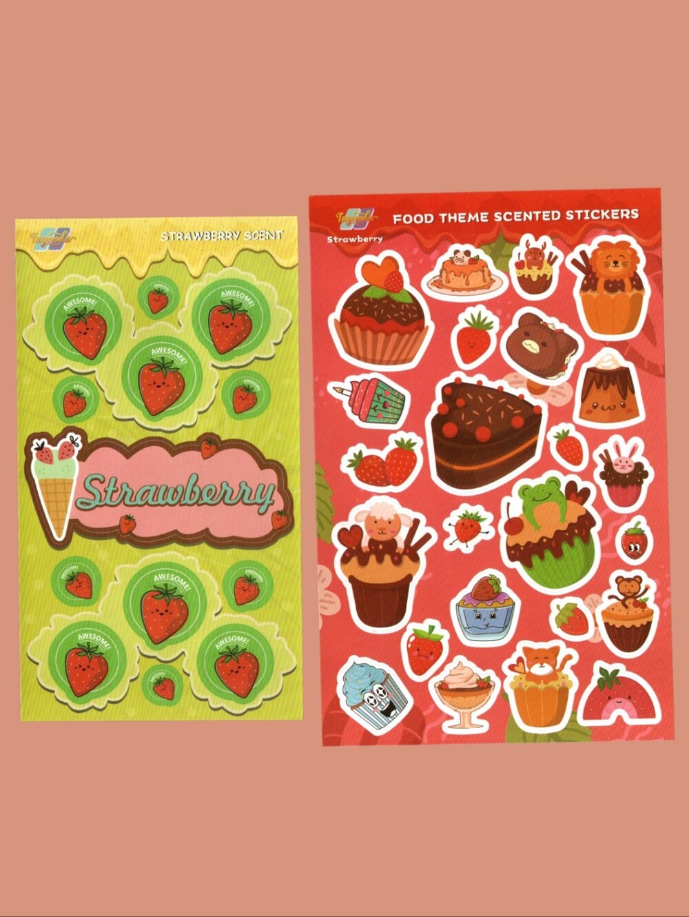 Modern Strawberry Scented Scratch n' Sniff Stickers 2 Sheets